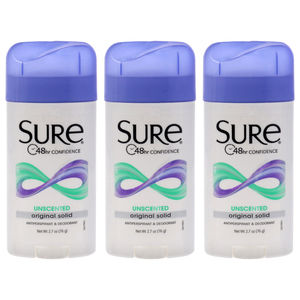 Sure Original Solid Anti-Perspirant Deodorant - Unscented - Pack of 3